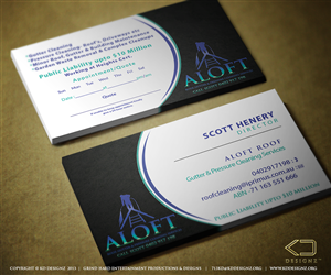 Business Card Design by KD Designz for Aloft Roof, Gutter & Pressure Cleaning Services | Design: #2892775