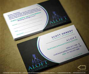 Business Card Design by KD Designz for Aloft Roof, Gutter & Pressure Cleaning Services | Design: #2896832