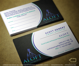 Business Card Design by KD Designz for Aloft Roof, Gutter & Pressure Cleaning Services | Design: #2897326