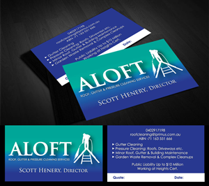Business Card Design by red rocket creative for Aloft Roof, Gutter & Pressure Cleaning Services | Design: #2897586