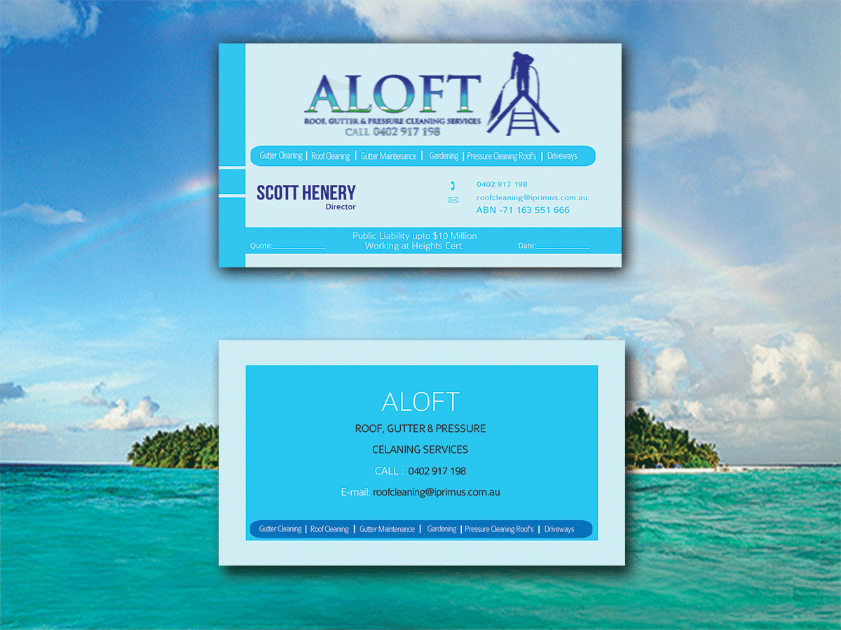 Business Card Design by dacke011 for Aloft Roof, Gutter & Pressure Cleaning Services | Design #2868368