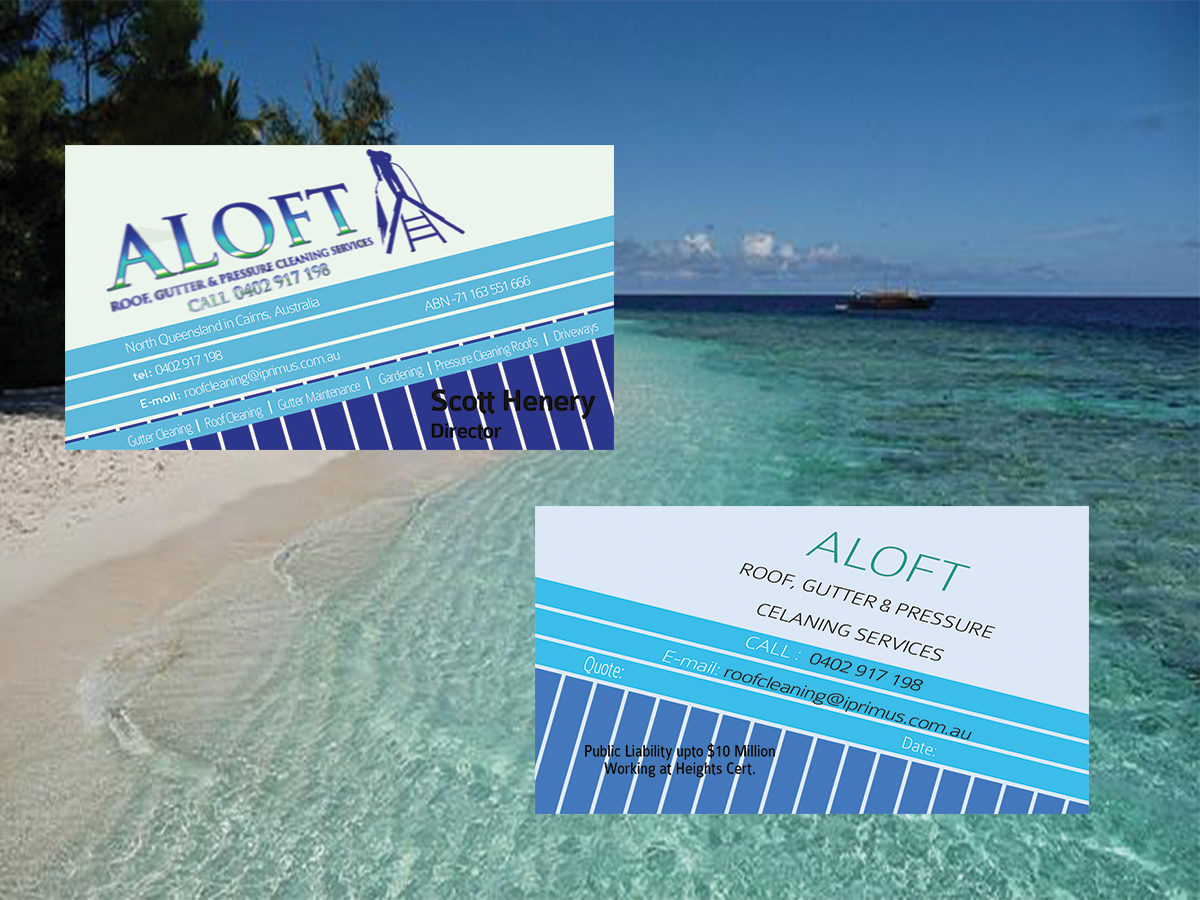 Business Card Design by dacke011 for Aloft Roof, Gutter & Pressure Cleaning Services | Design #2869293
