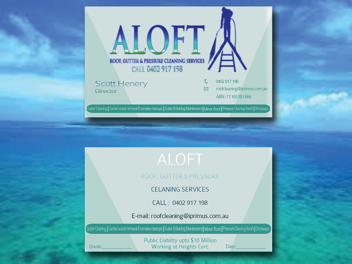 Business Card Design by dacke011 for Aloft Roof, Gutter & Pressure Cleaning Services | Design #2880378