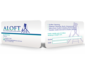 Business Card Design by Hardcore Design for Aloft Roof, Gutter & Pressure Cleaning Services | Design: #2885647