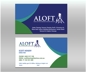 Business Card Design by Sarah Haroon for Aloft Roof, Gutter & Pressure Cleaning Services | Design: #2866831