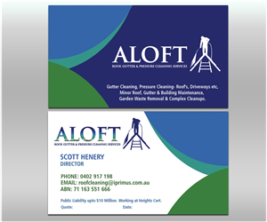Business Card Design by Sarah Haroon for Aloft Roof, Gutter & Pressure Cleaning Services | Design: #2867118