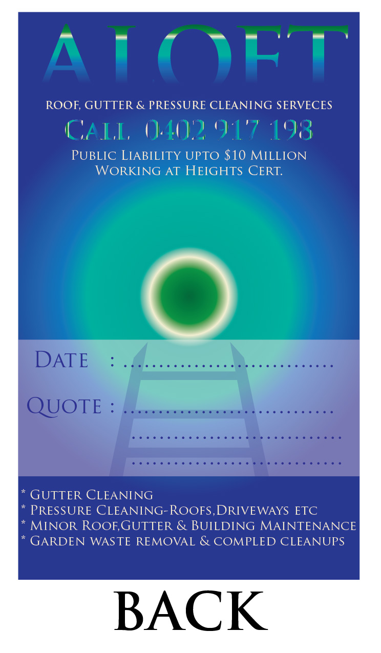 Visitenkarten-Design von tusia für Aloft Roof, Gutter & Pressure Cleaning Services | Design #2870637