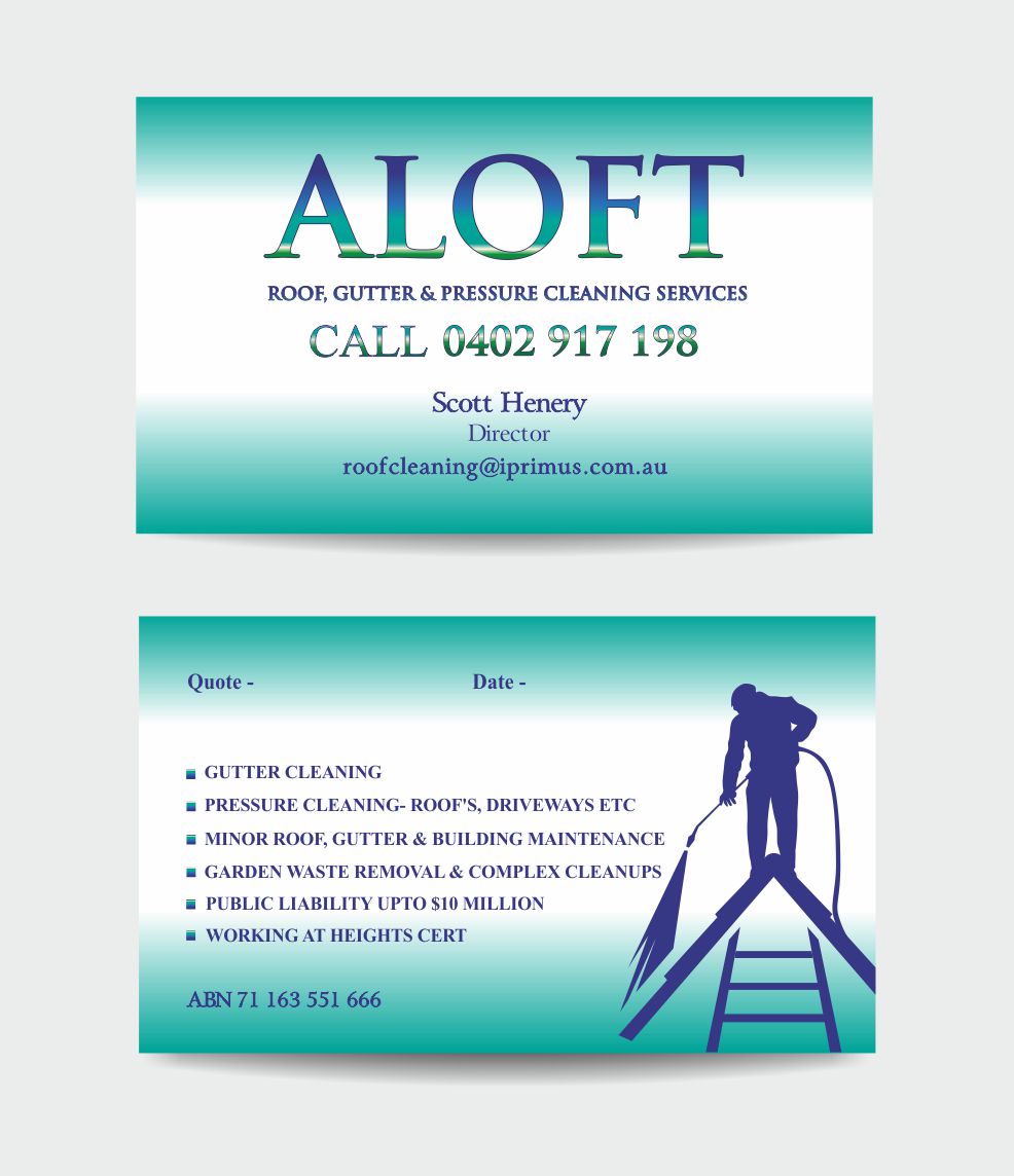 Business Card Design by IneseRo for Aloft Roof, Gutter & Pressure Cleaning Services | Design #2867096