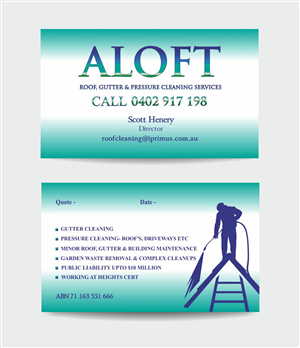Business Card Design by IneseRo for Aloft Roof, Gutter & Pressure Cleaning Services | Design: #2867096