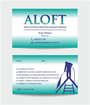 Business Card Design by IneseRo for Aloft Roof, Gutter & Pressure Cleaning Services | Design #2867098