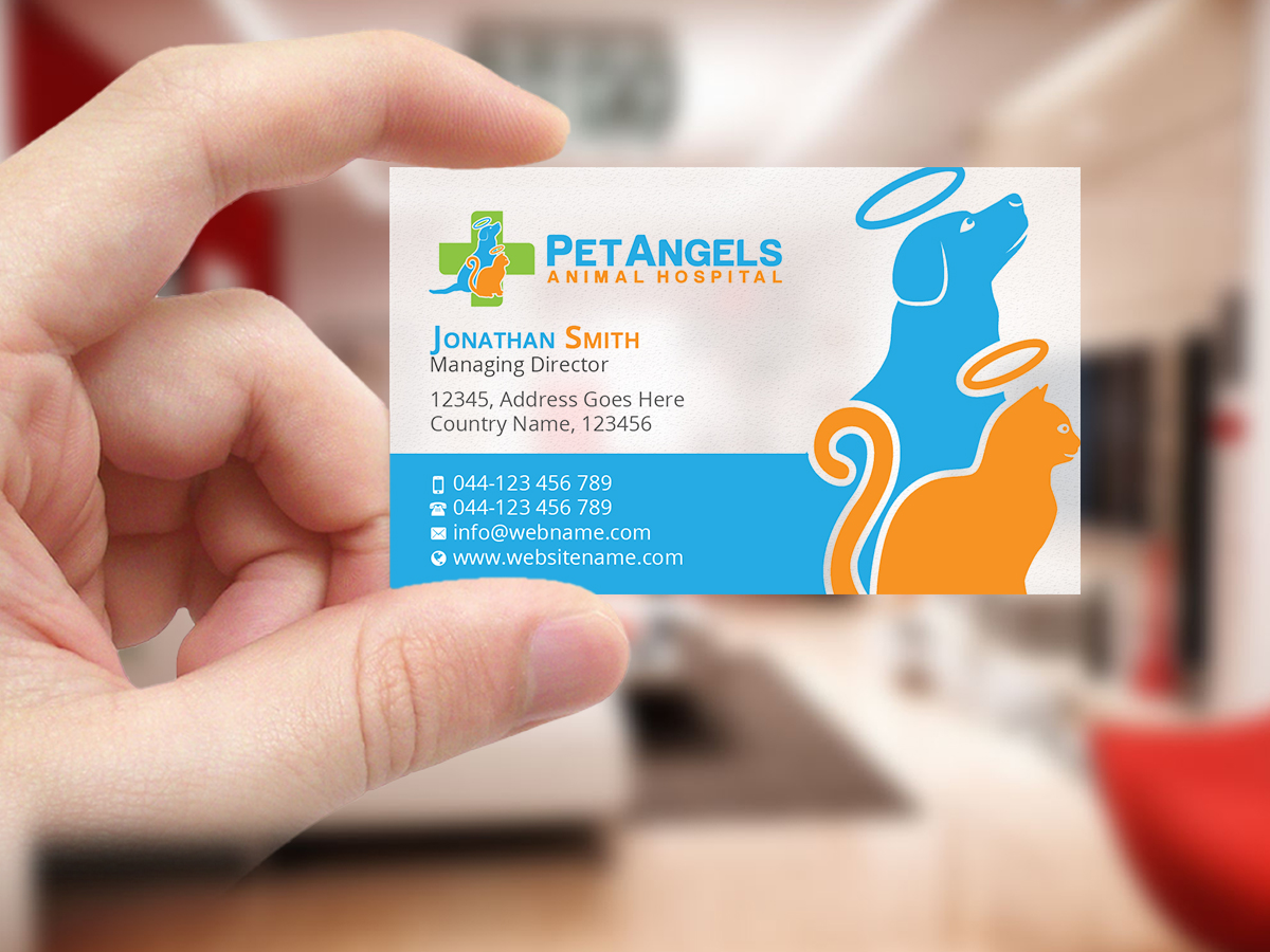 Business Card Design by Creations Box 2015 for Pet Angels Animal Hospitals | Design #19069381