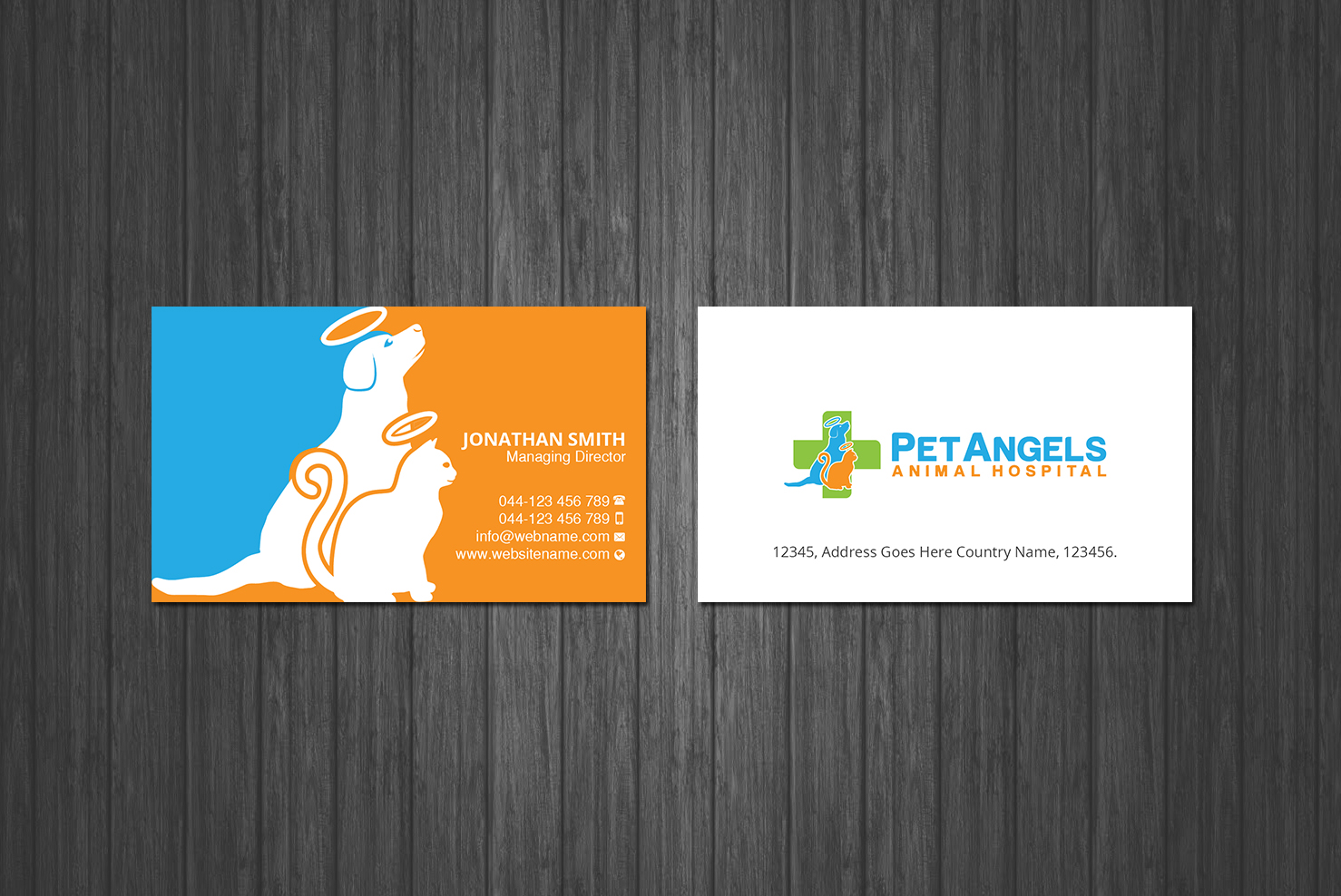 Business Card Design by Creations Box 2015 for Pet Angels Animal Hospitals | Design #19082179