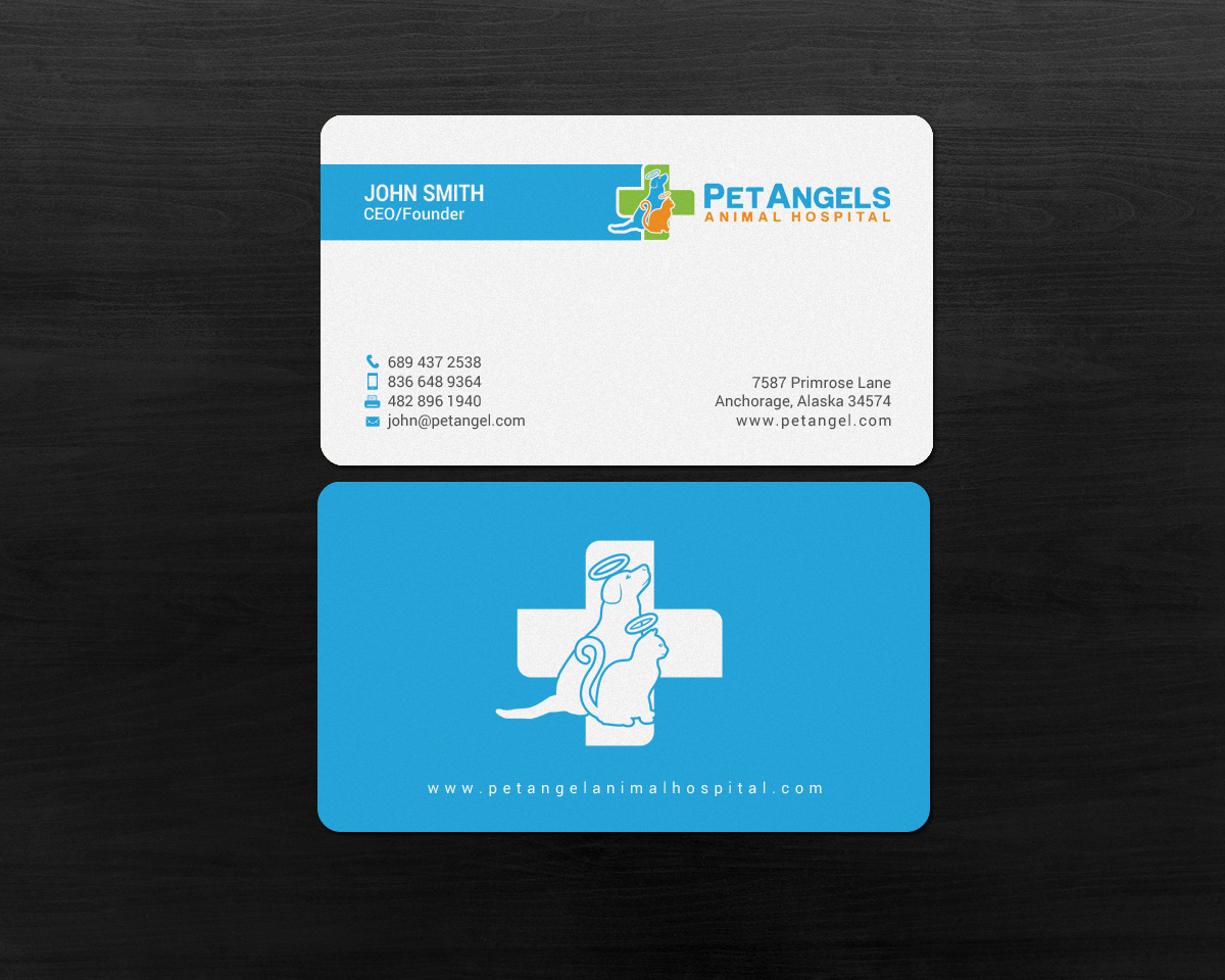 Business Card Design by chandrayaan.creative for Pet Angels Animal Hospitals | Design #19064617