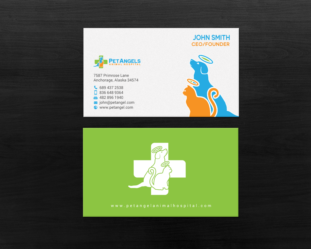 Design de Carte de Visite par chandrayaan.creative pour Pet Angels Animal Hospitals | Design #19064630