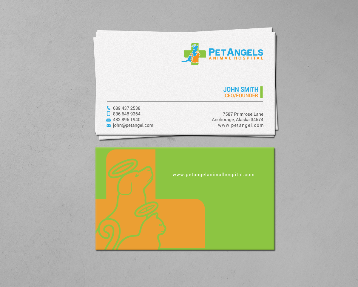 Business Card Design by chandrayaan.creative for Pet Angels Animal Hospitals | Design #19066582