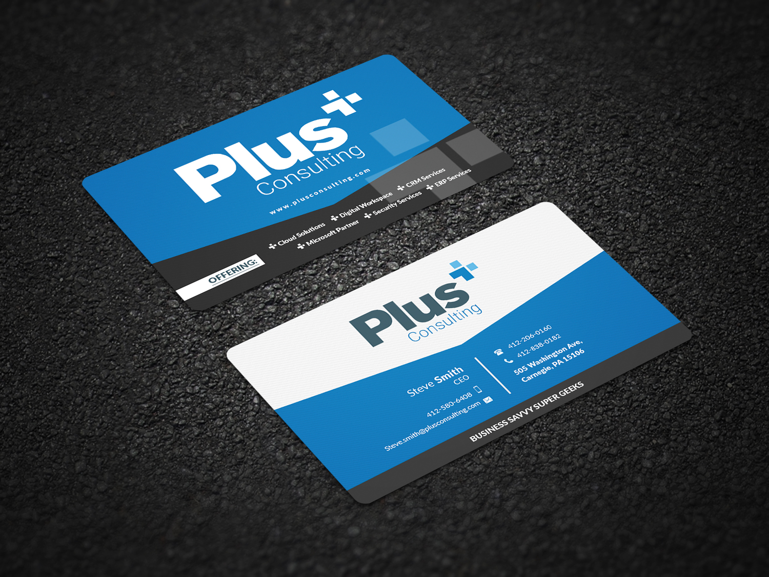 Diseño de Tarjeta de Presentación por Pointless Pixels India para Plus Consulting | Diseño #19249400