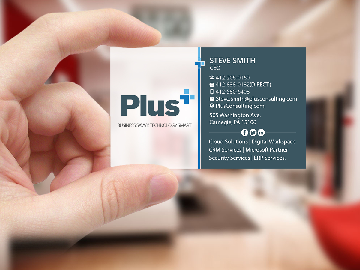 Design de Carte de Visite par Creations Box 2015 pour Plus Consulting | Design #19254769