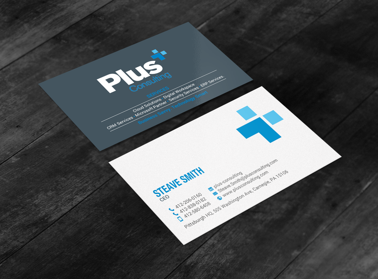 Diseño de Tarjeta de Presentación por chandrayaan.creative para Plus Consulting | Diseño #19249456