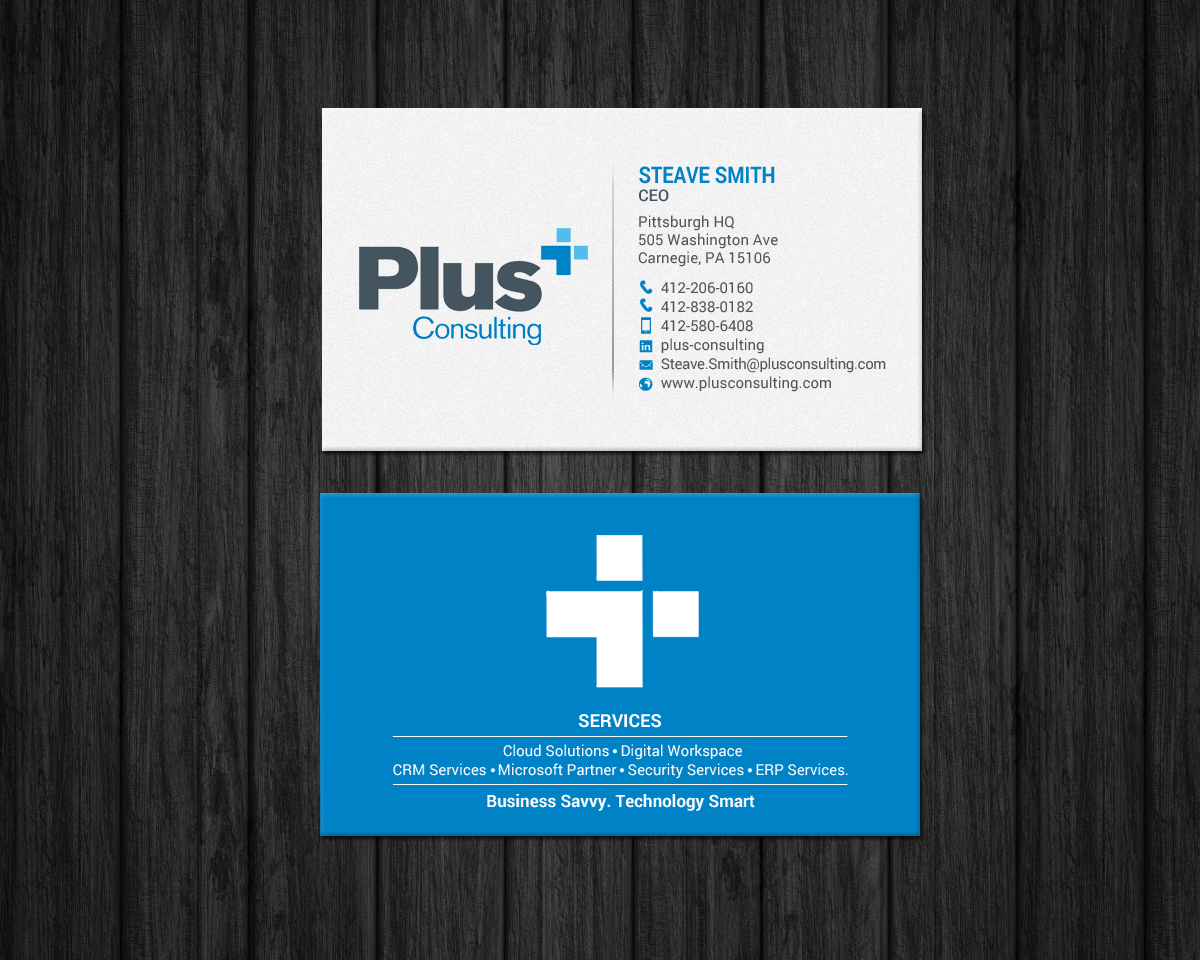 Diseño de Tarjeta de Presentación por chandrayaan.creative para Plus Consulting | Diseño #19249468