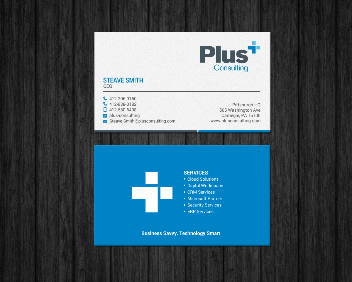 Diseño de Tarjeta de Presentación por chandrayaan.creative para Plus Consulting | Diseño #19249469