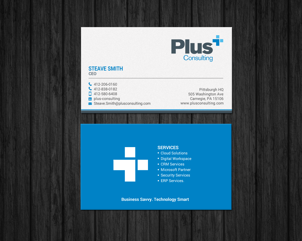 Diseño de Tarjeta de Presentación por chandrayaan.creative para Plus Consulting | Diseño #19249470