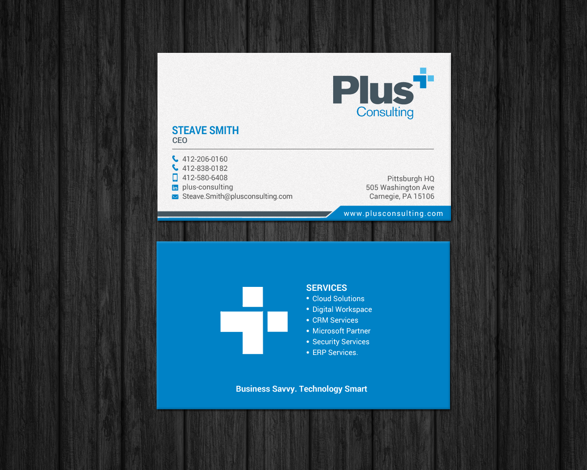 Diseño de Tarjeta de Presentación por chandrayaan.creative para Plus Consulting | Diseño #19249475