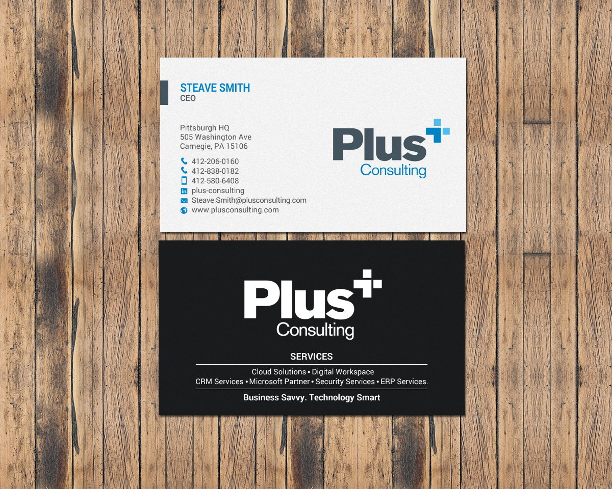 Business Card Design by chandrayaan.creative for Plus Consulting | Design #19249487