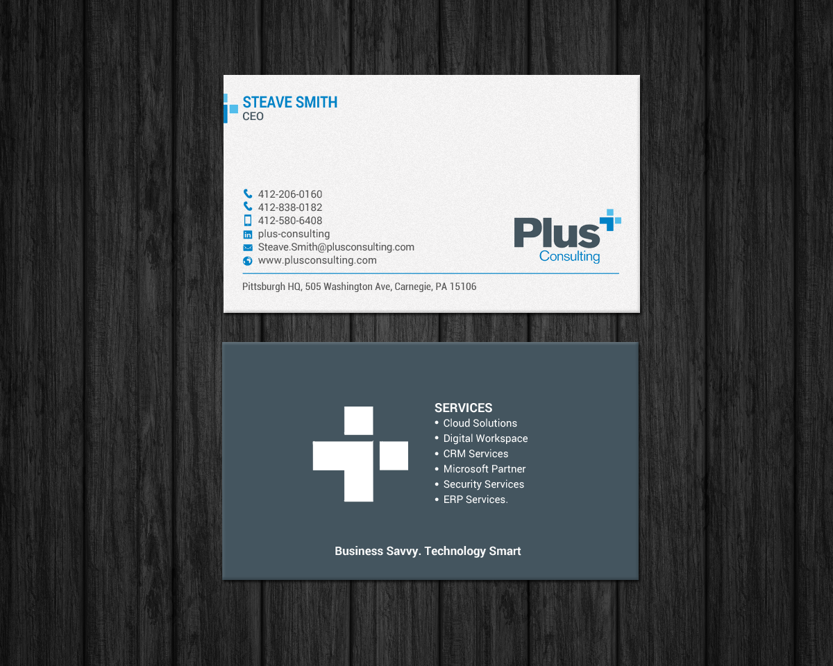 Diseño de Tarjeta de Presentación por chandrayaan.creative para Plus Consulting | Diseño #19249489