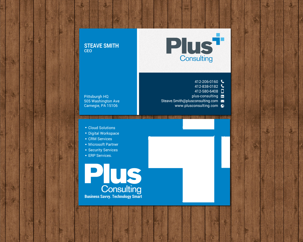 Diseño de Tarjeta de Presentación por chandrayaan.creative para Plus Consulting | Diseño #19251294