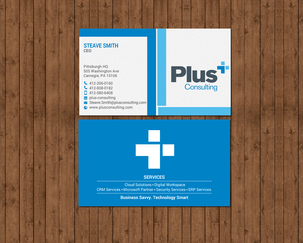Design de Carte de Visite par chandrayaan.creative pour Plus Consulting | Design #19251295