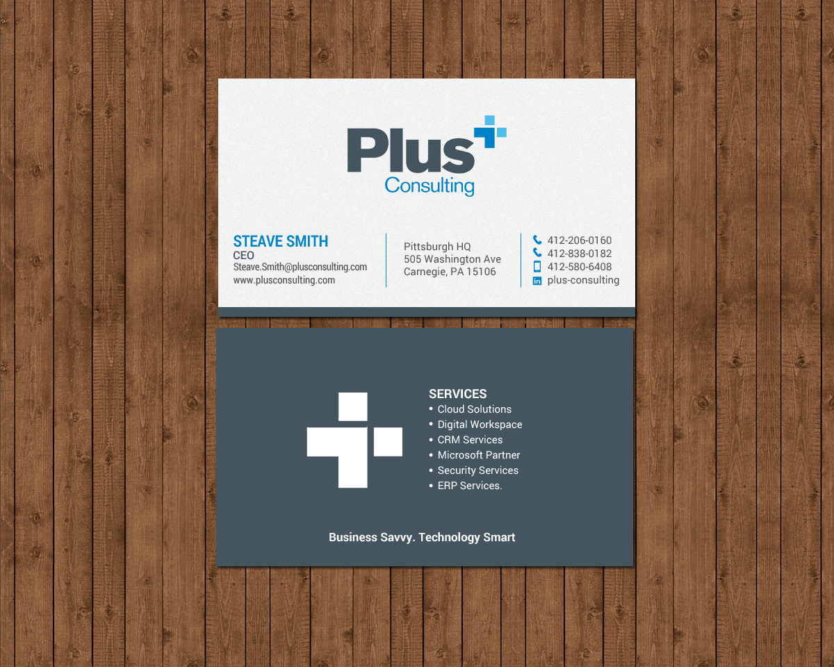 Diseño de Tarjeta de Presentación por chandrayaan.creative para Plus Consulting | Diseño #19251296