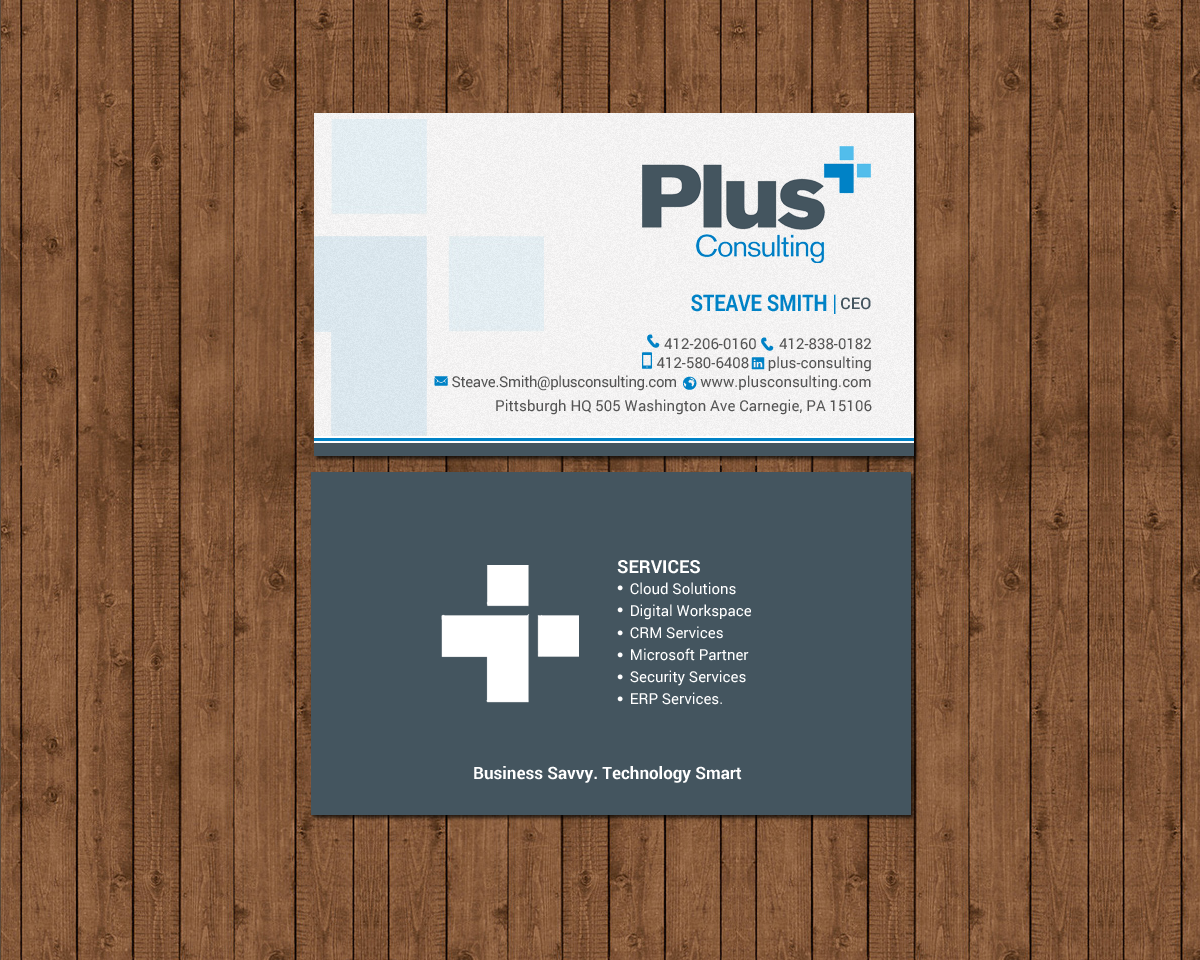 Design de Carte de Visite par chandrayaan.creative pour Plus Consulting | Design #19251311