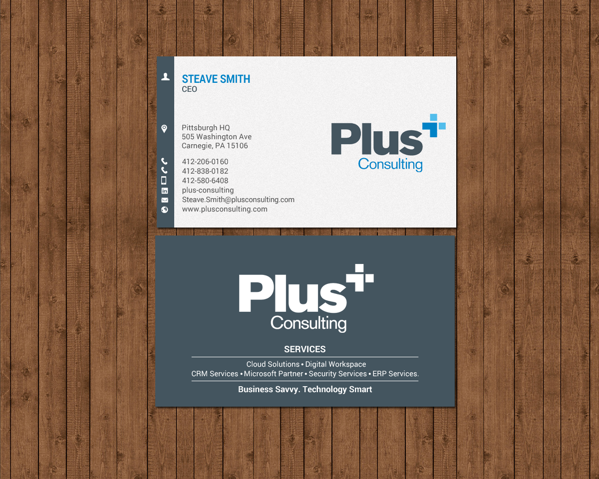 Design de Carte de Visite par chandrayaan.creative pour Plus Consulting | Design #19251369