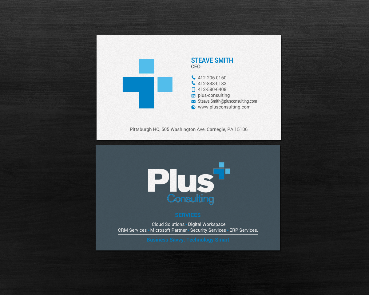 Design de Carte de Visite par chandrayaan.creative pour Plus Consulting | Design #19254513