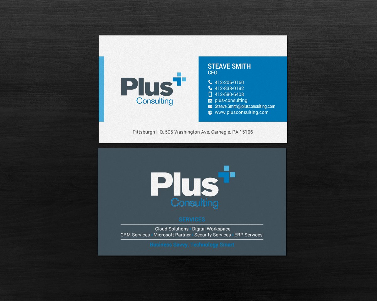 Diseño de Tarjeta de Presentación por chandrayaan.creative para Plus Consulting | Diseño #19254514