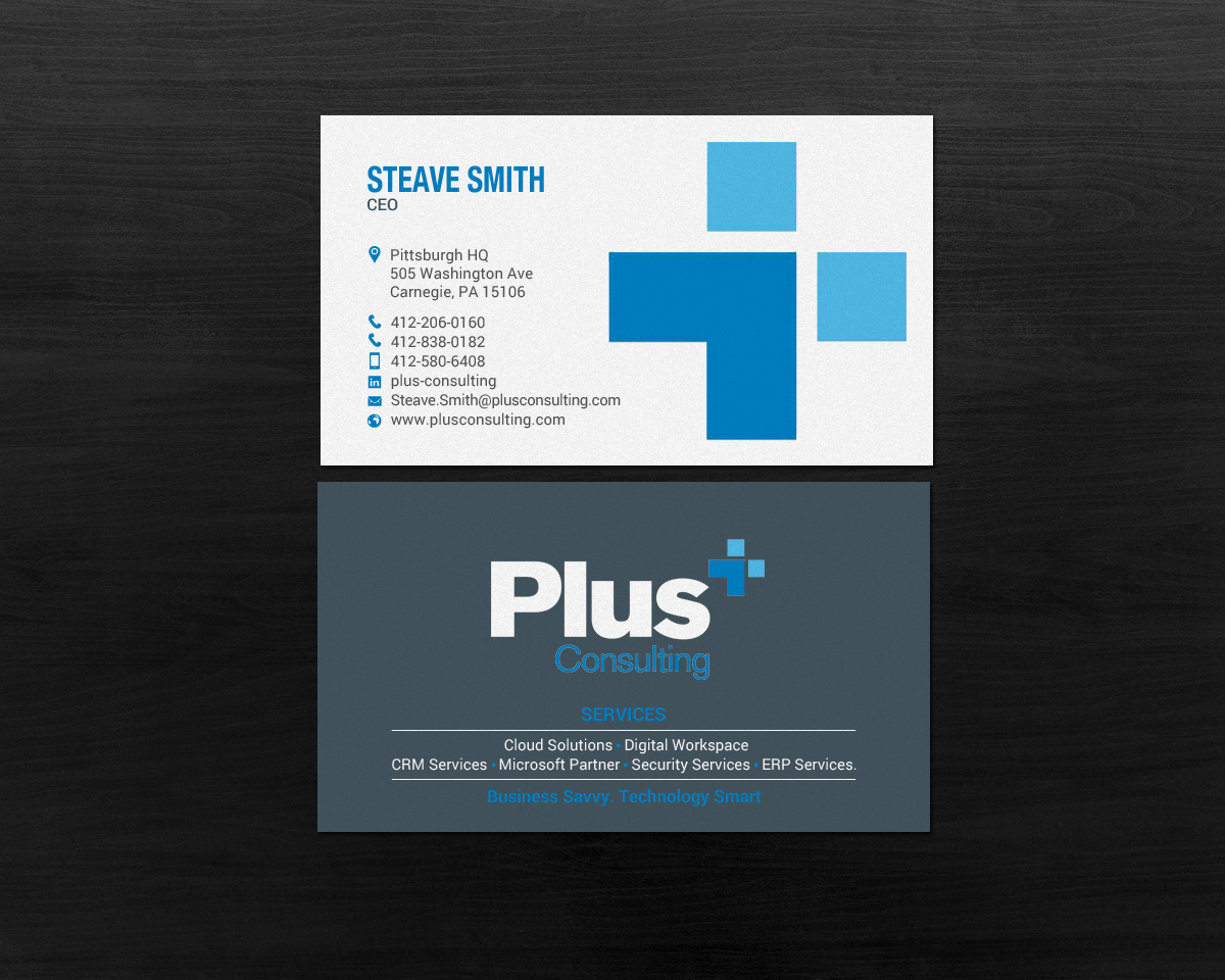 Design de Carte de Visite par chandrayaan.creative pour Plus Consulting | Design #19254516