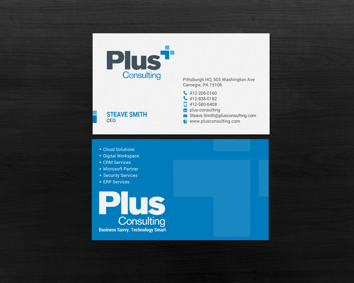 Design de Carte de Visite par chandrayaan.creative pour Plus Consulting | Design #19254522