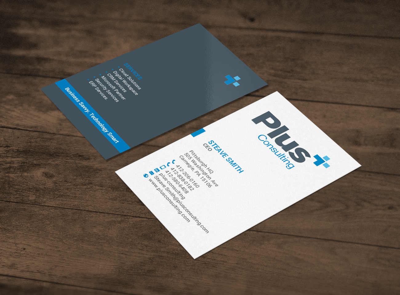 Diseño de Tarjeta de Presentación por chandrayaan.creative para Plus Consulting | Diseño #19254523