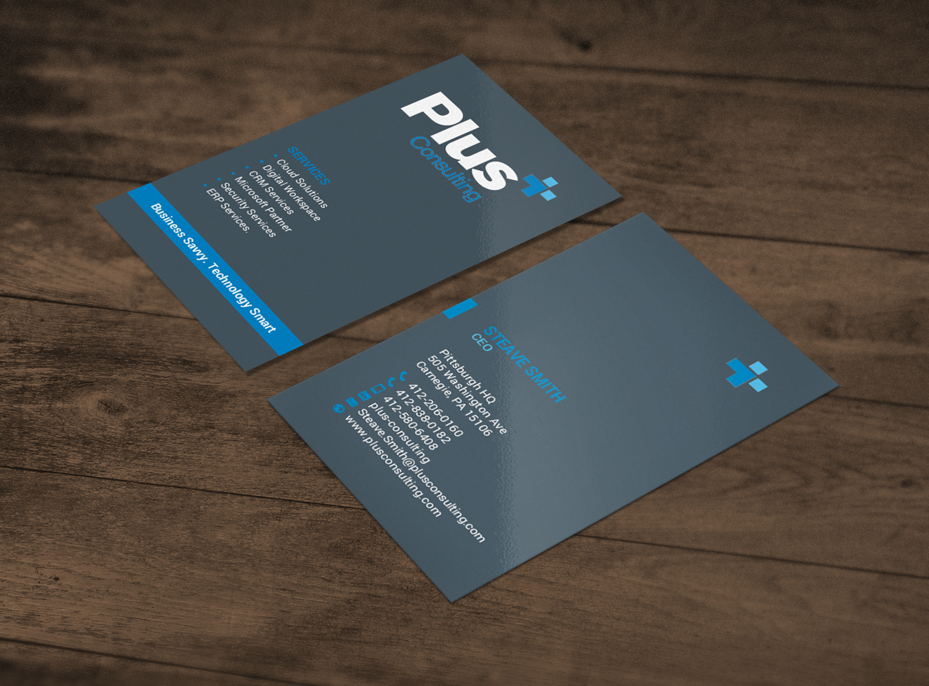 Diseño de Tarjeta de Presentación por chandrayaan.creative para Plus Consulting | Diseño #19254553