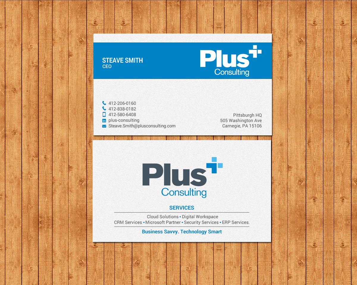 Diseño de Tarjeta de Presentación por chandrayaan.creative para Plus Consulting | Diseño #19254564