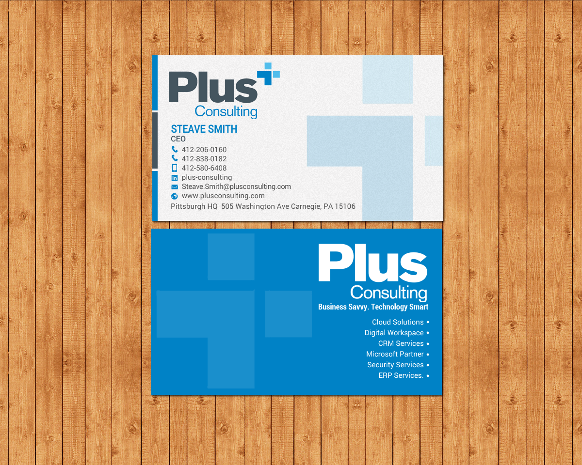 Diseño de Tarjeta de Presentación por chandrayaan.creative para Plus Consulting | Diseño #19254567