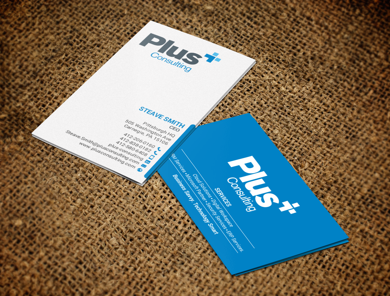 Diseño de Tarjeta de Presentación por chandrayaan.creative para Plus Consulting | Diseño #19254570