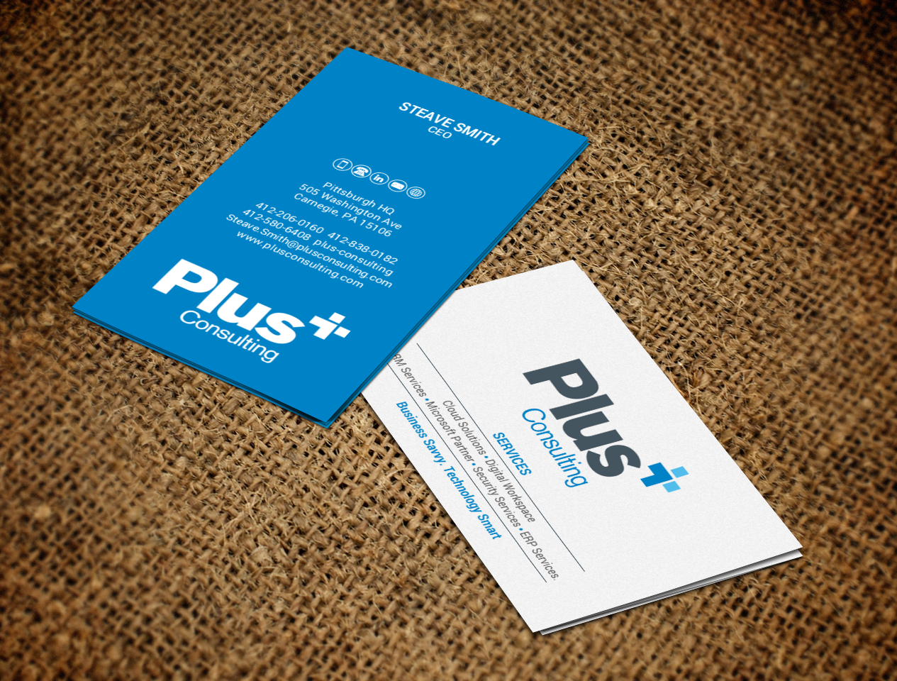 Diseño de Tarjeta de Presentación por chandrayaan.creative para Plus Consulting | Diseño #19254571