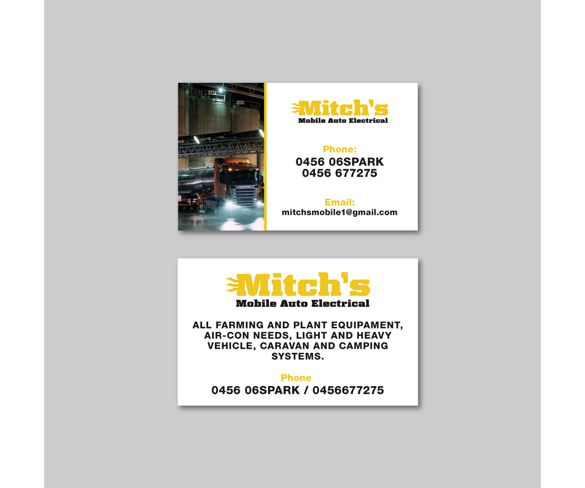 Business Card Design by Davaus for Mitch's Mobile Auto Electrical | Design #19080587