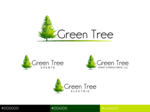 see above for needed variations: Green Tree, Green Tree Events, Green Tree Event Consultants, LLC, Green Tree Electric | Logo Design by dharlan