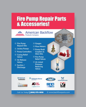 Advertisement flyer for fire sprinkler repair parts. The projected audience are contractors.  | Flyer Design by DesignMarket