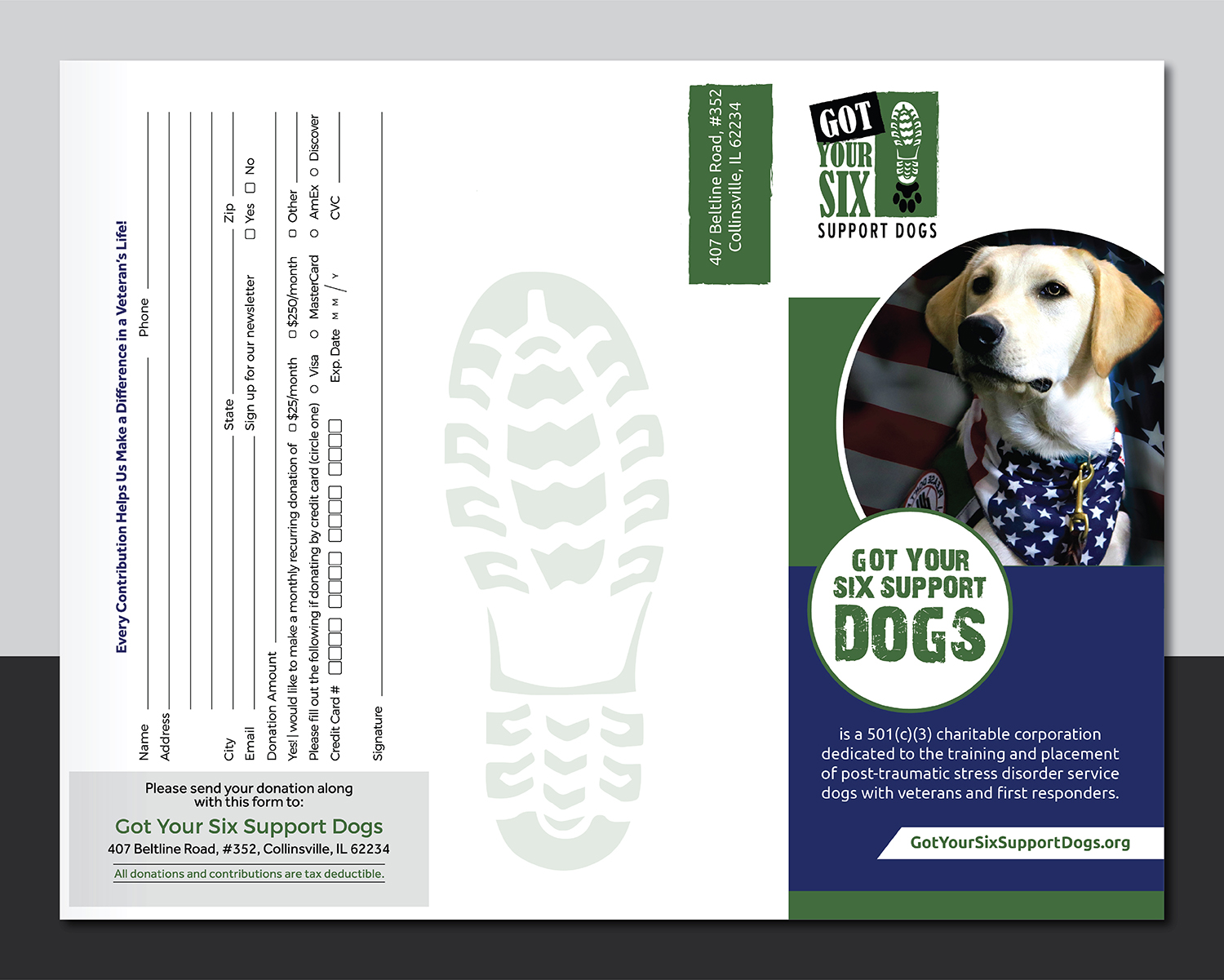 Design de Brochure par Deziners Zone pour Got Your Six Support Dogs | Design #19078569