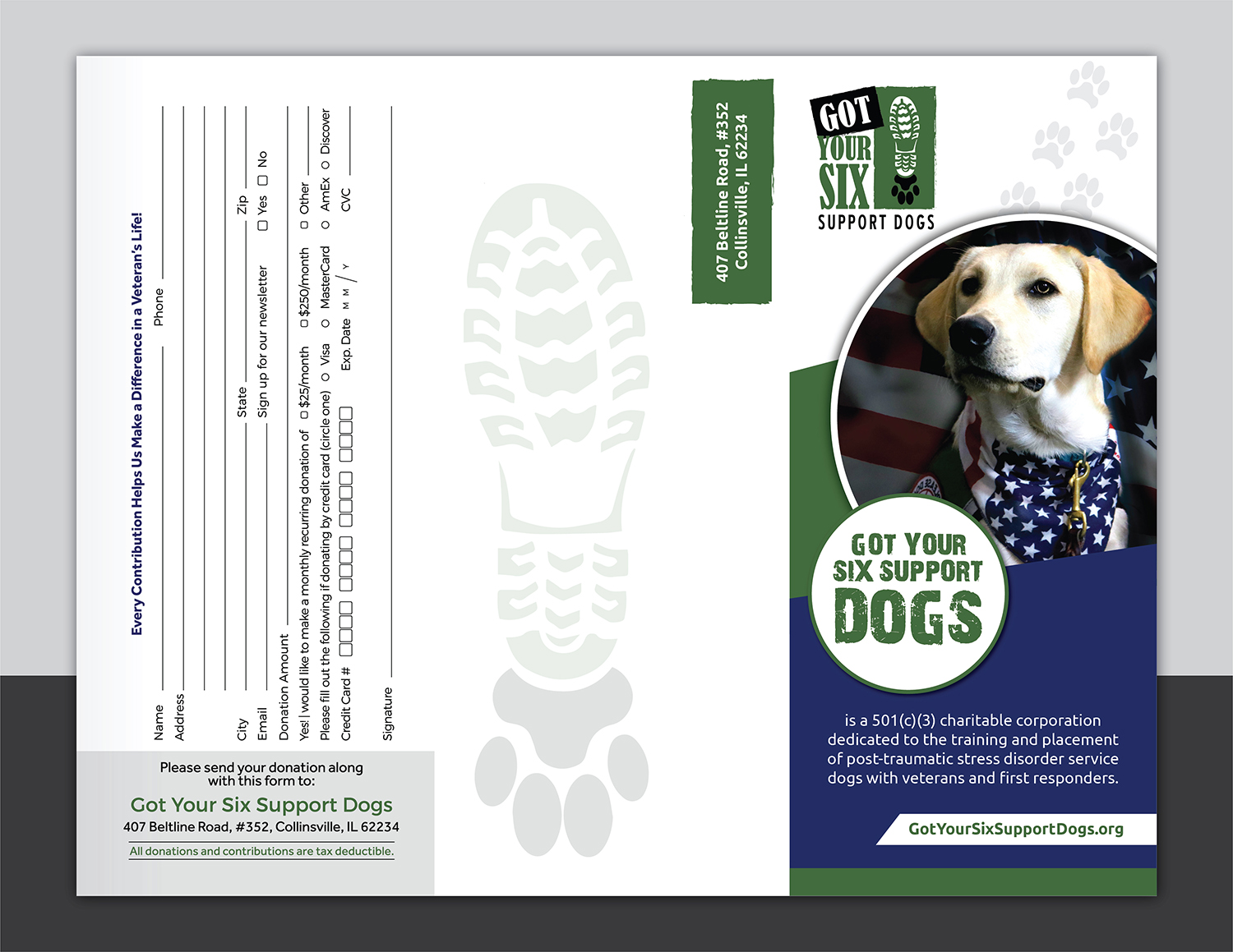 Brochure Design by Deziners Zone for Got Your Six Support Dogs | Design #19093192