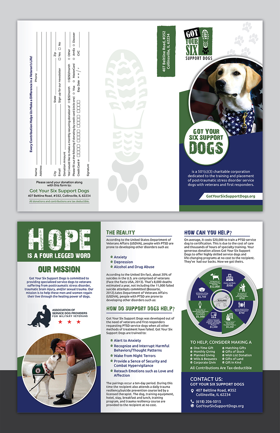 Brochure Design by Deziners Zone for Got Your Six Support Dogs | Design #19093194