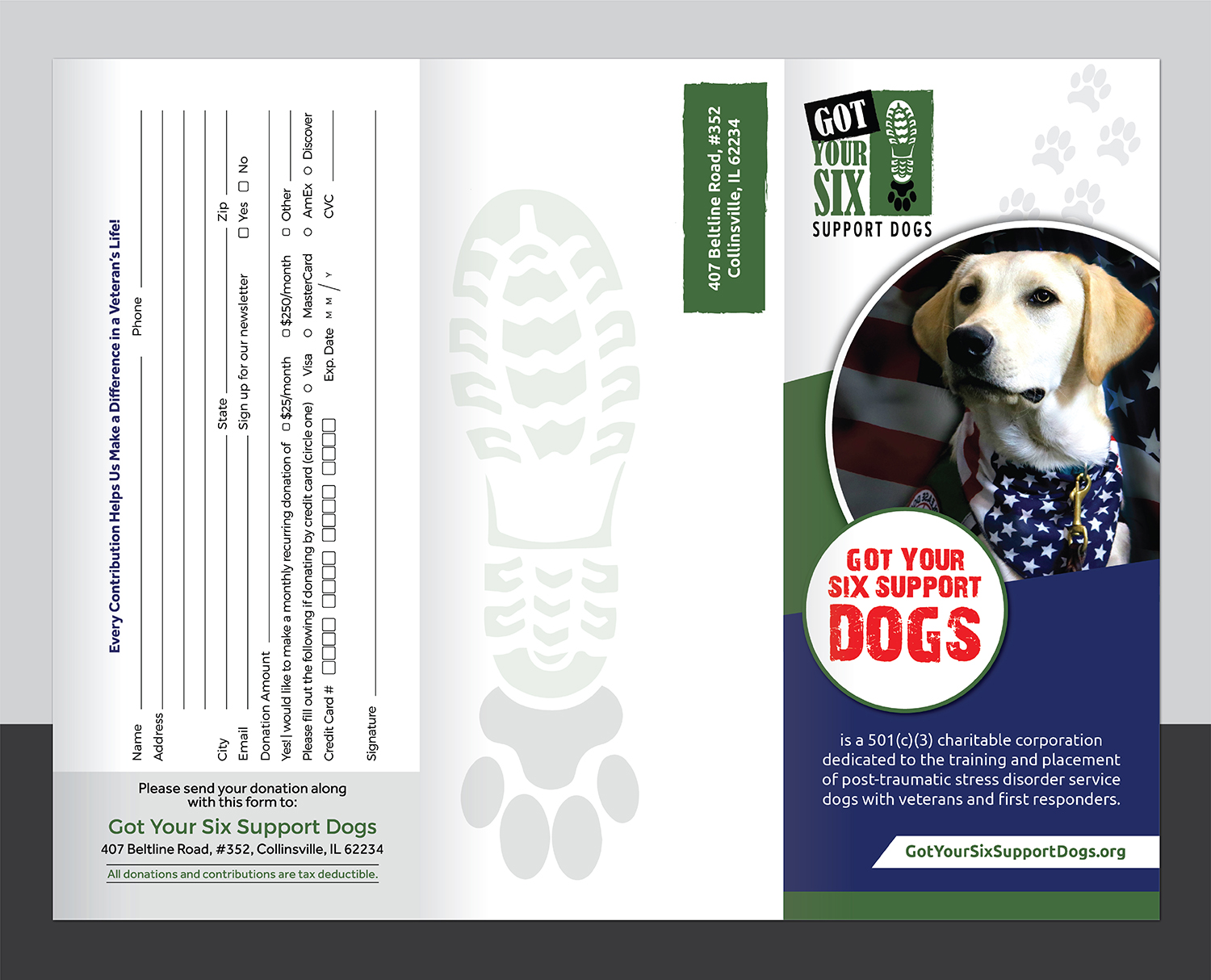 Brochure Design by Deziners Zone for Got Your Six Support Dogs | Design #19102096